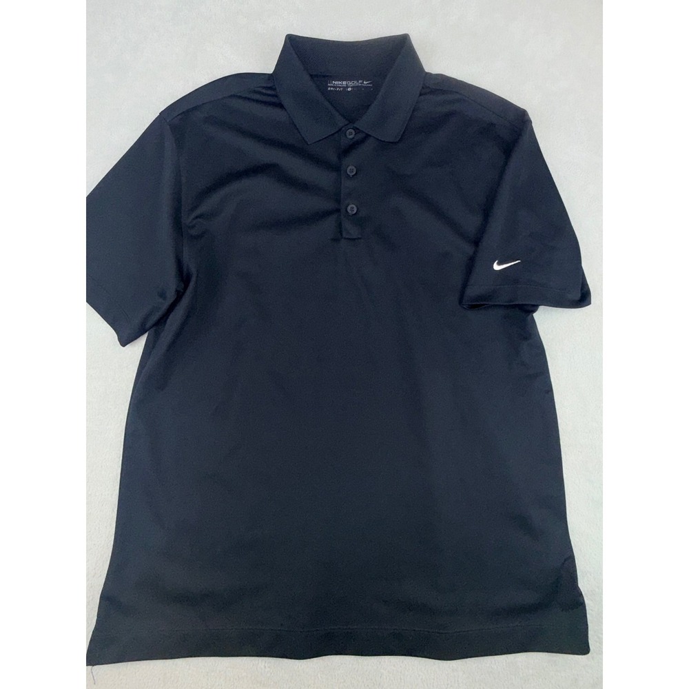 Nike Golf Dri-FIT Polo Shirt Mens Large Black Short Sleeve Swoosh Logo Top
